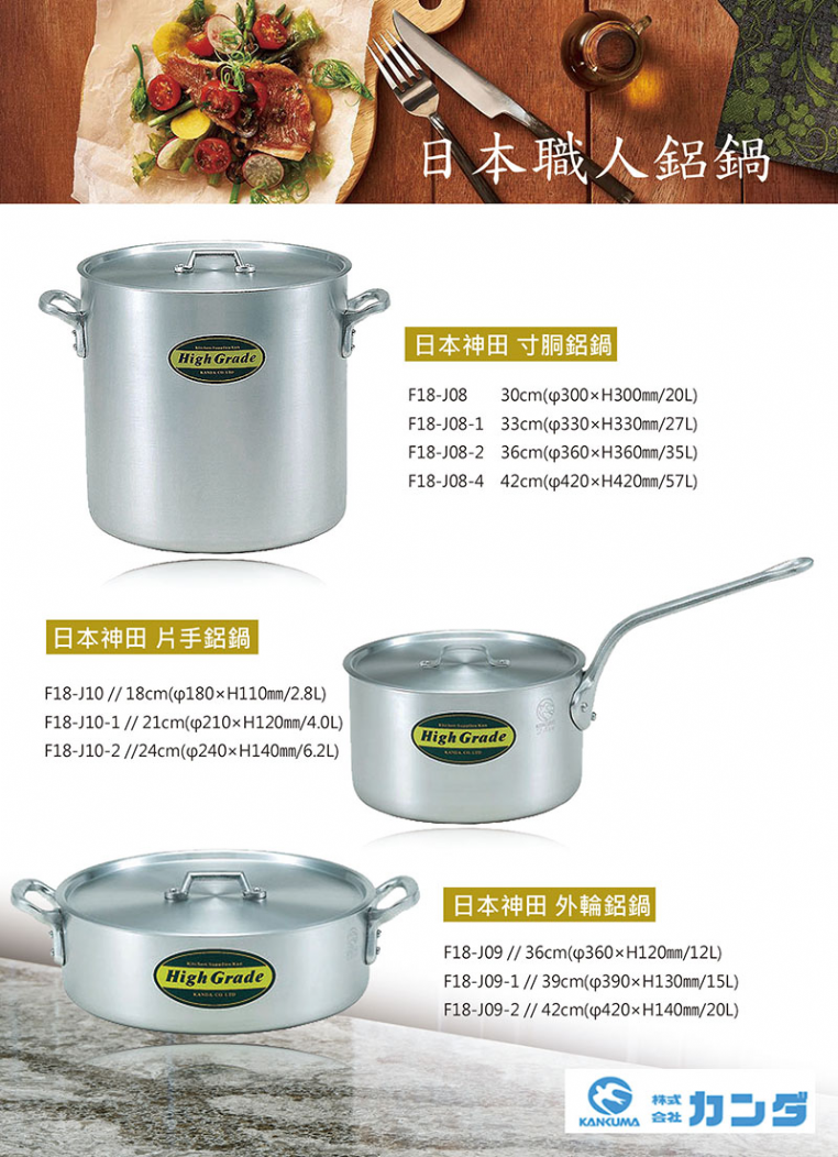 神田株式會社「High Grade」真正為使用者而製造的鋁鍋